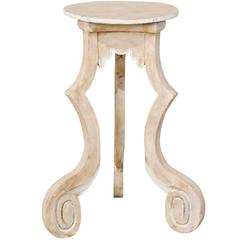 Spanish Painted Wood Table Stand or Side Table in Light Beige Color, Three Legs
