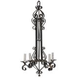 Tall French Four Light Black Iron C-Scrolled and S-Scrolled Chandelier