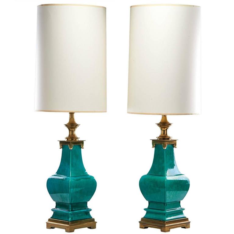 Pair Of Polished Brass Stiffel Designed Table Lamps Usa 1950s For Pair Of Stiffel Table Lamps 1950