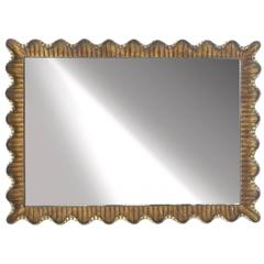 Large Scallop Form Giltwood Mirror, 1950 1