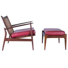 Ib Kofod-Larsen Model 544-15 "Spear" Lounge Chair with Ottoman