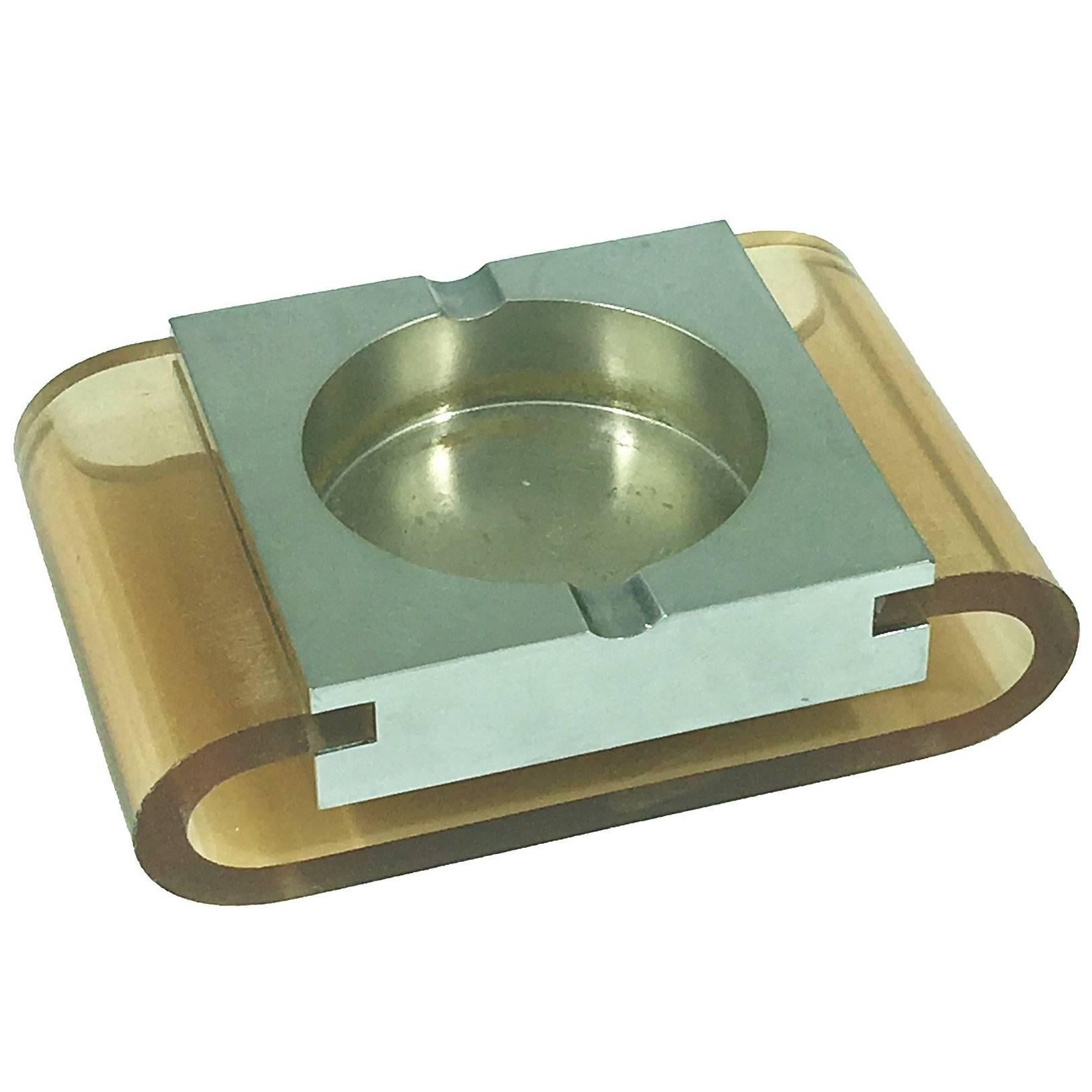 1970 Stainless Steel and Plexiglass Ashtray