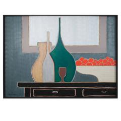French Still Life in Oil on Wooden Panel Created by Pierre Malbec, Hand Signed 3
