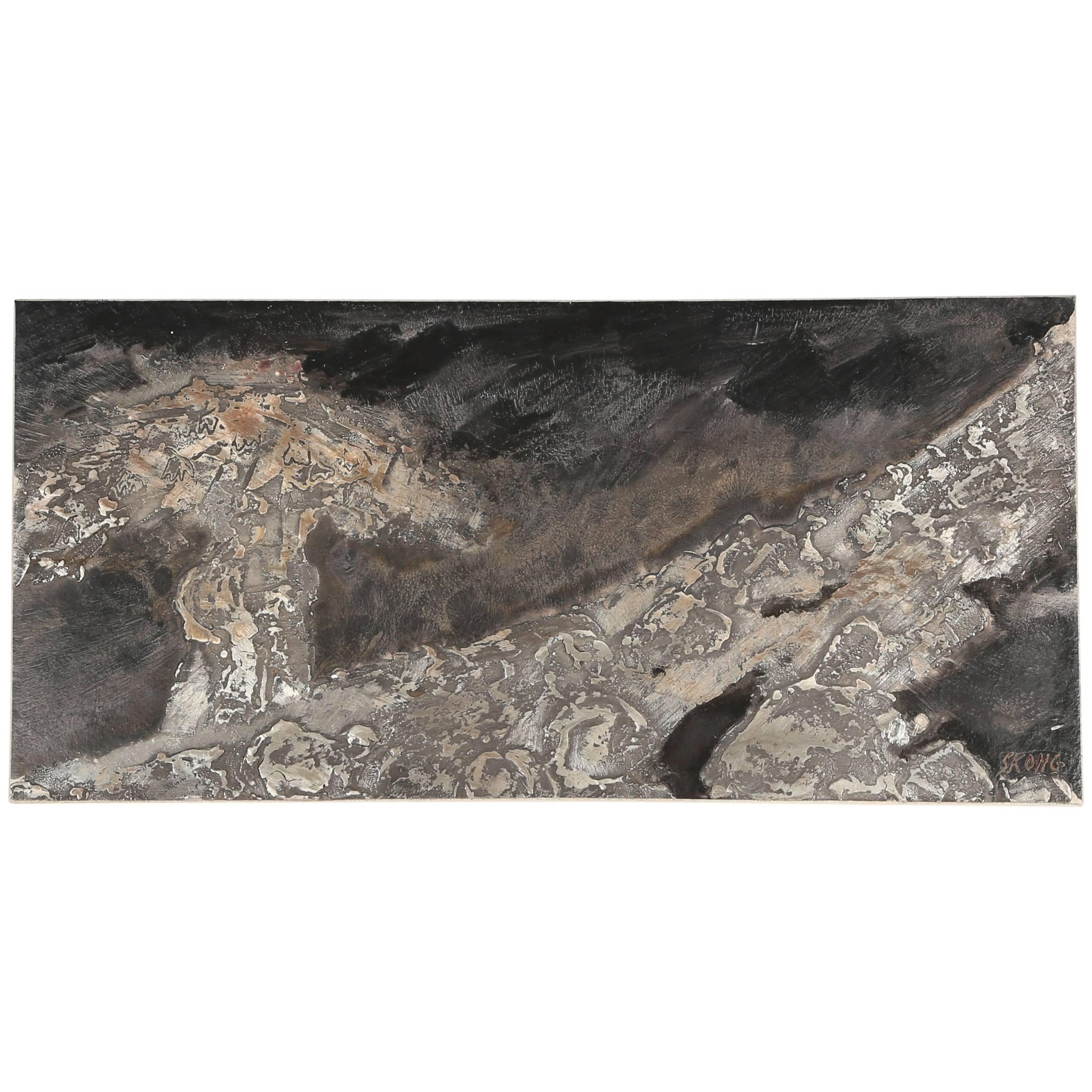 Large Börje Skohg for Gustavsberg Ceramic Tile with Silver Overlay, circa 1970s