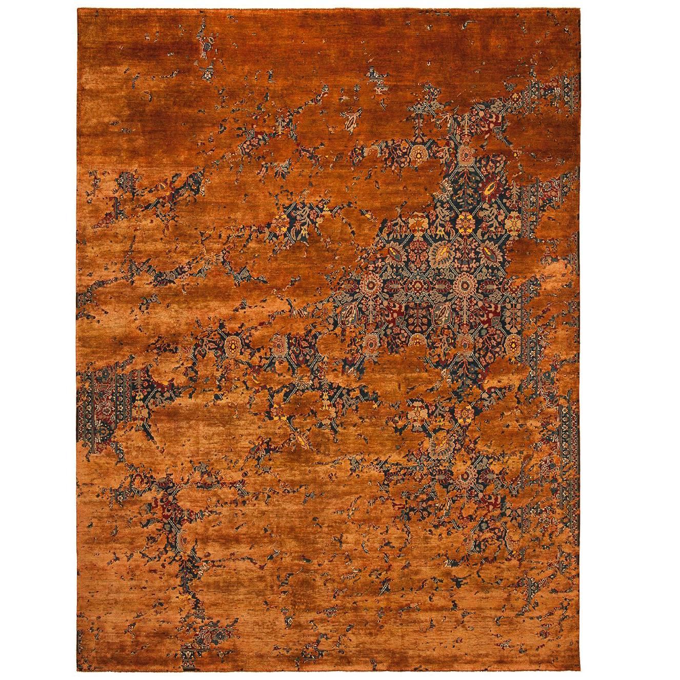Tabriz Canal Aerial Carpet from Erased Heritage Carpet Collection by Jan Kath For Sale