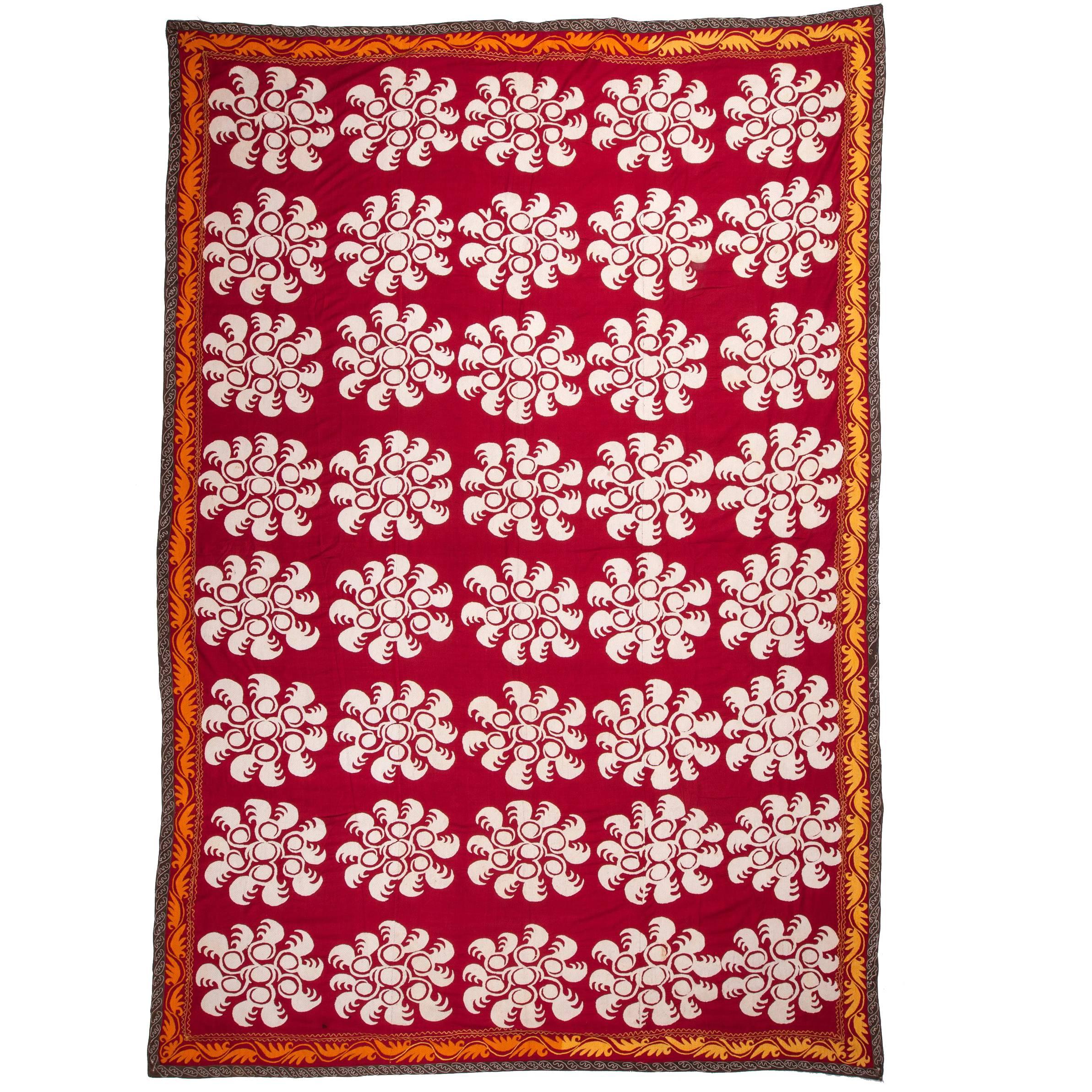 Mid-20th Century Uzbek Samarkand All Cotton Suzani