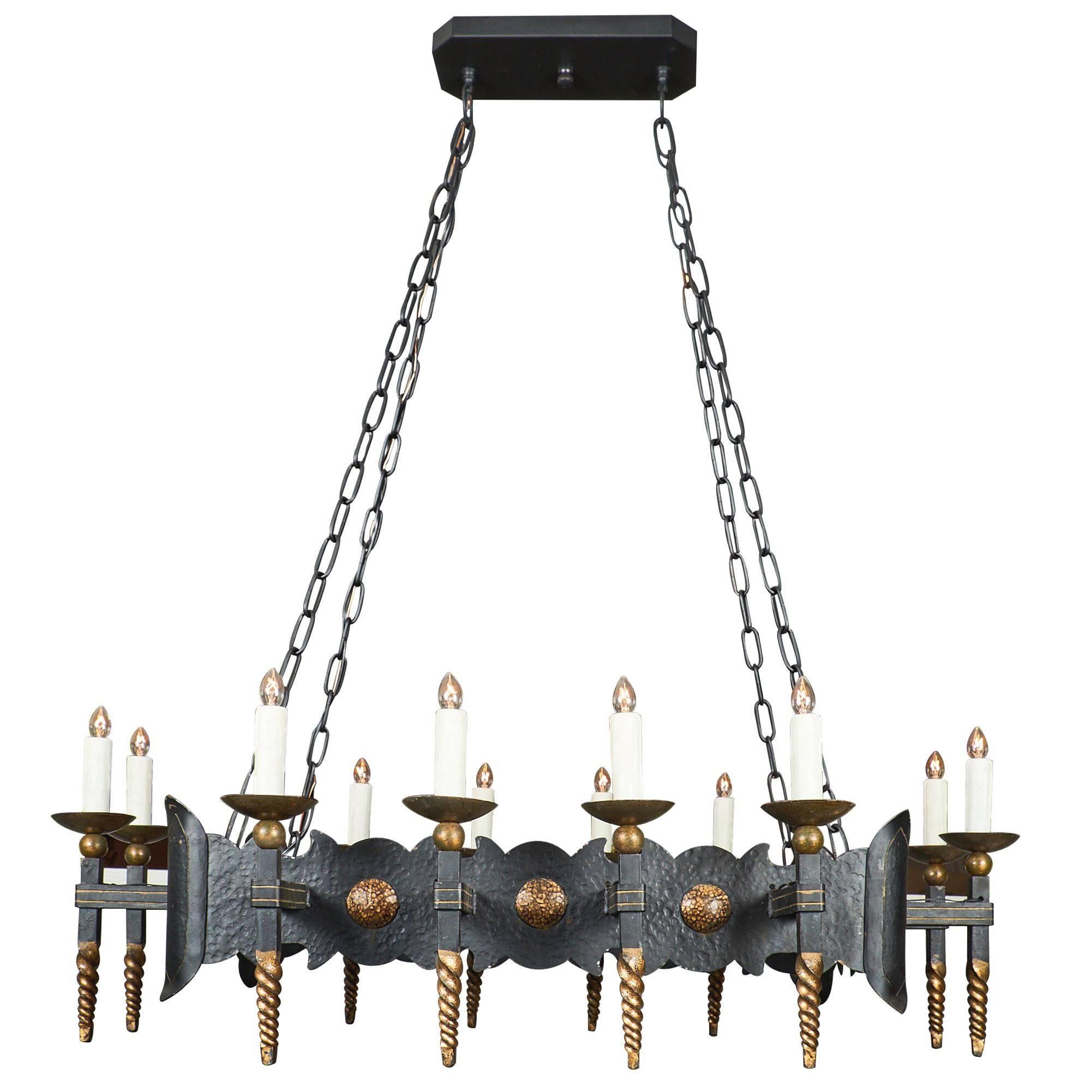 Renaissance Style Antique French Forged Iron Chandelier