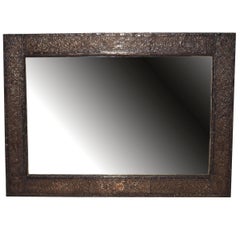 Silver Rectangular or Vertical Wall Mirror with Raised Floral Decoration