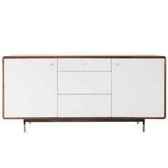 Mandelbrot Credenza in Walnut, Brass and Blackened Steel 1