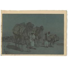 Hiroshi Yoshida Japanese Woodblock Print, Shin-Hanga, 1932, Afghanistan Night