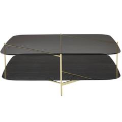 Ligne Roset Clyde Coffee Table in Smoked Glass, Marble Stone and Burnished Brass 9