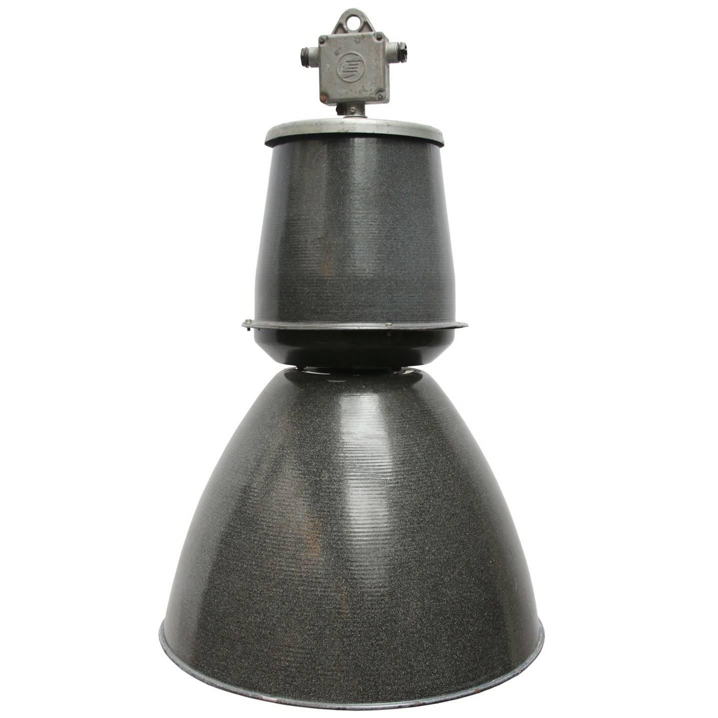 Big Grey Enamel Vintage Industrial Pendant Hanging Lamps 
