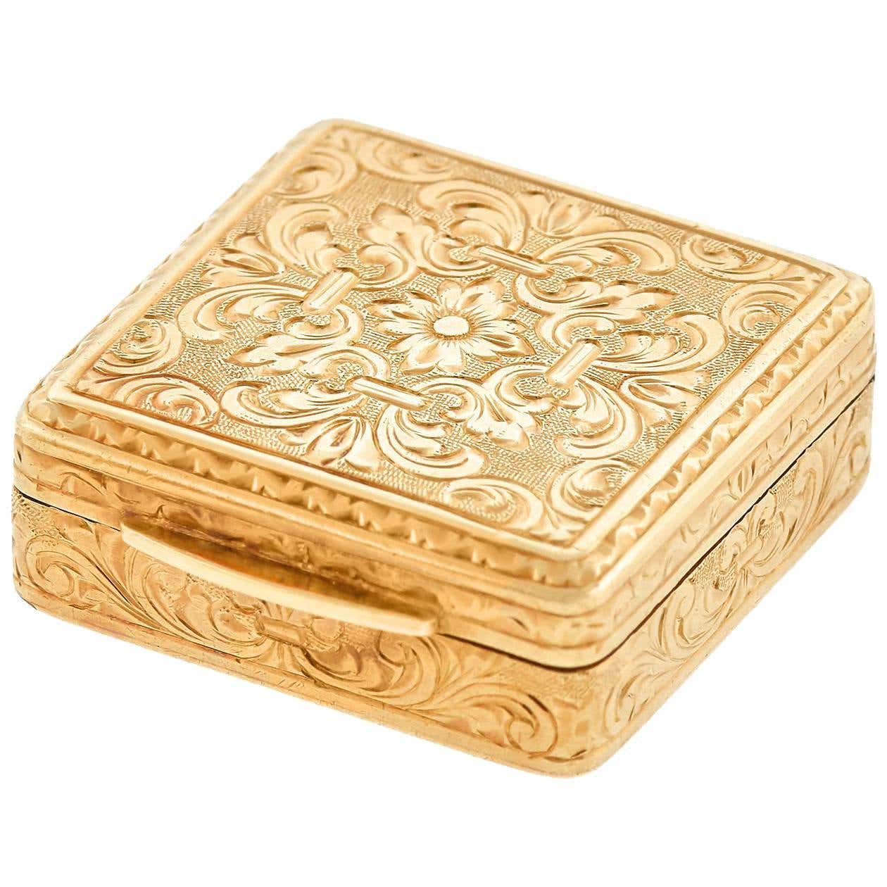 Art Deco Gold Pill Box at 1stDibs