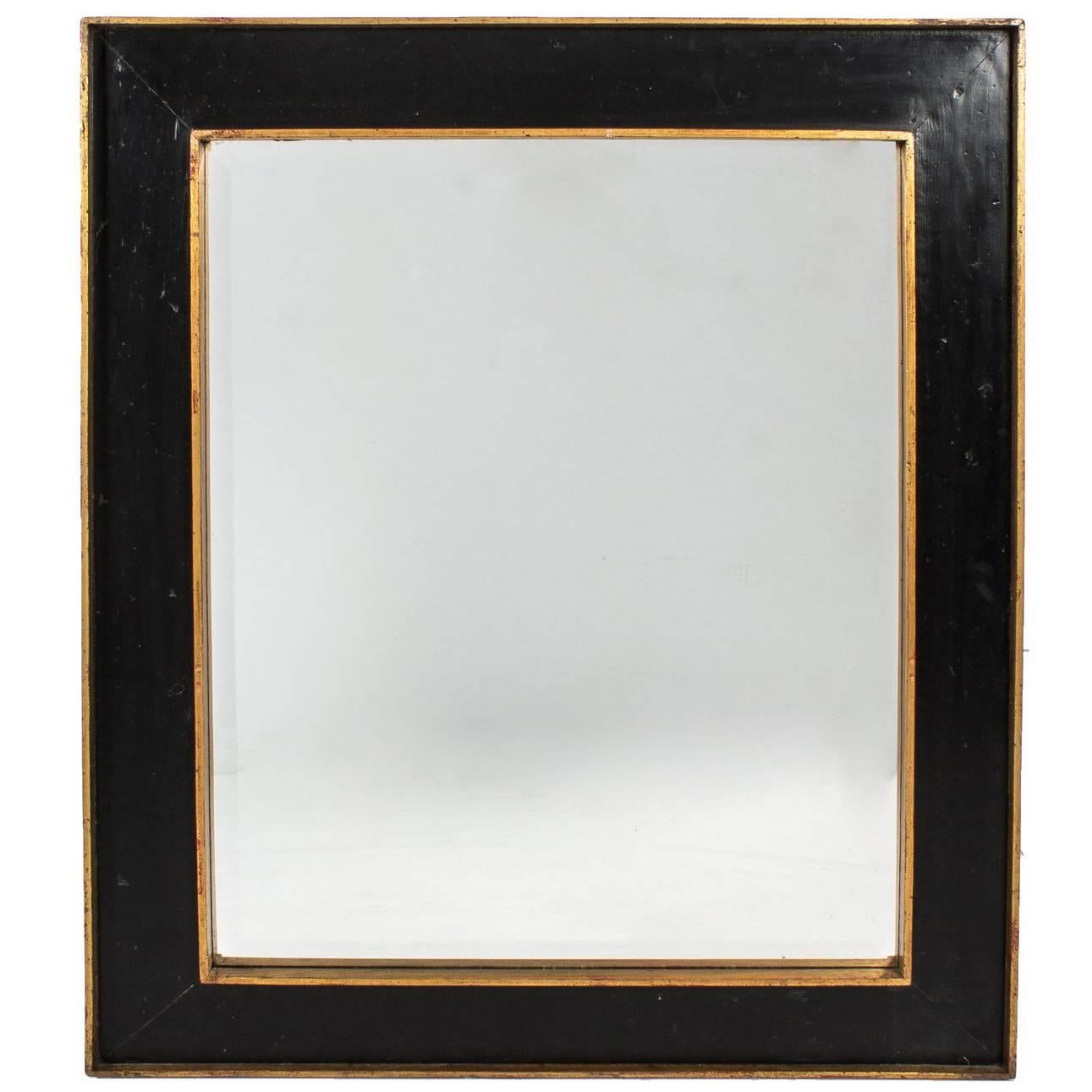 Black and Gold Framed Mirror For Sale