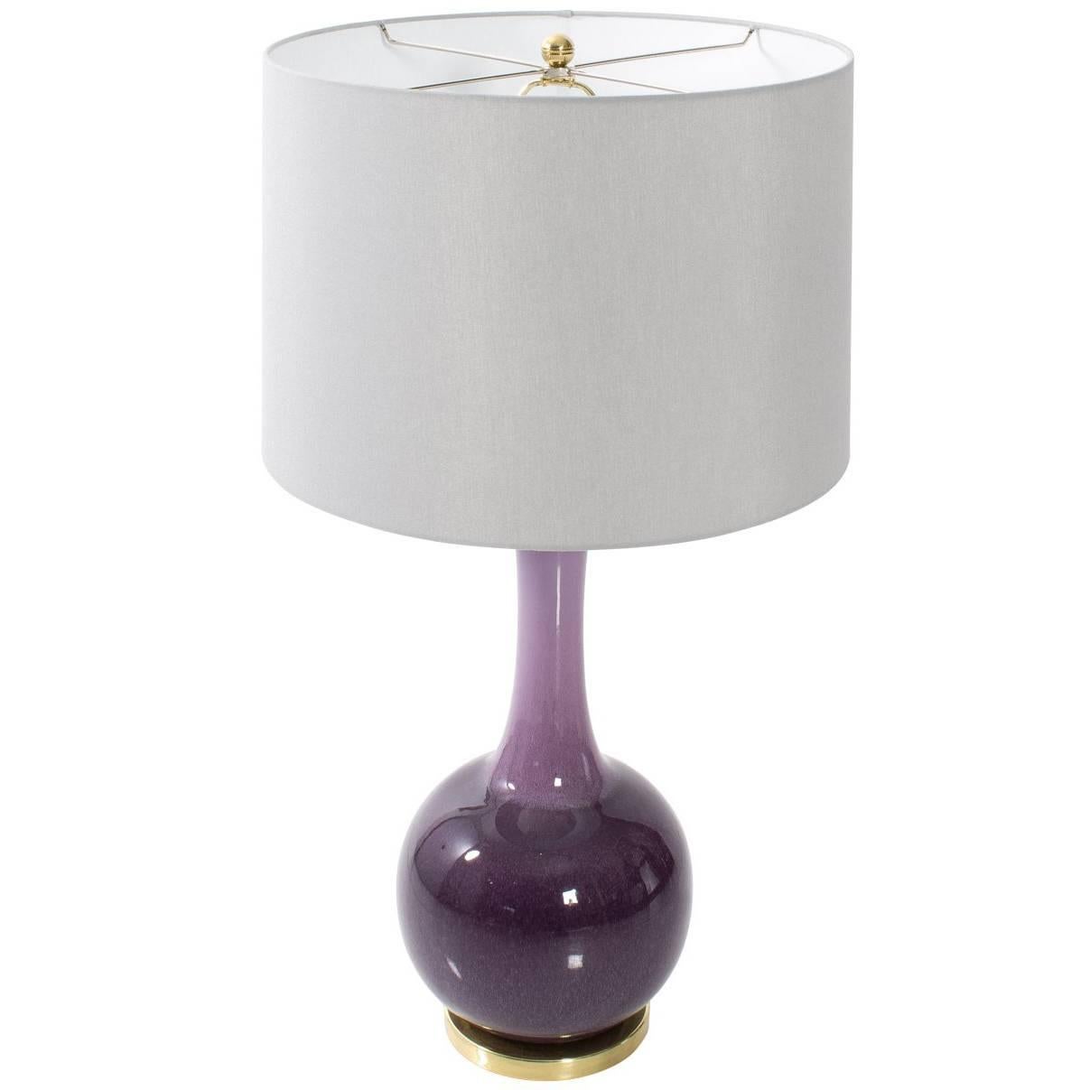 Purple Glaze Ceramic Lamp For Sale