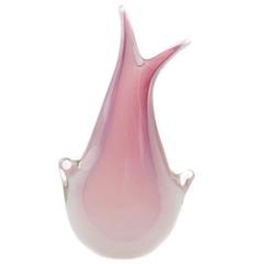 Murano Handblown Glass Pink Opaline Vase