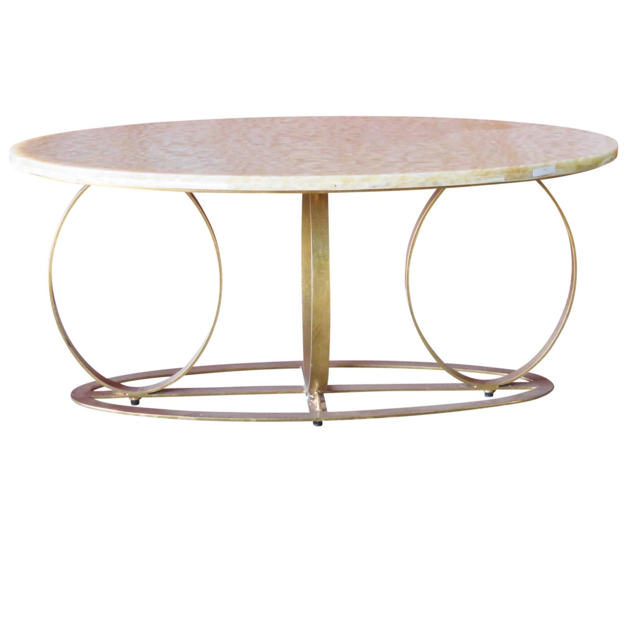 Modern Design Gilt Painted Marble-Top Coffee Table