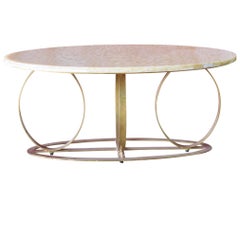 Modern Design Gilt Painted Marble-Top Coffee Table