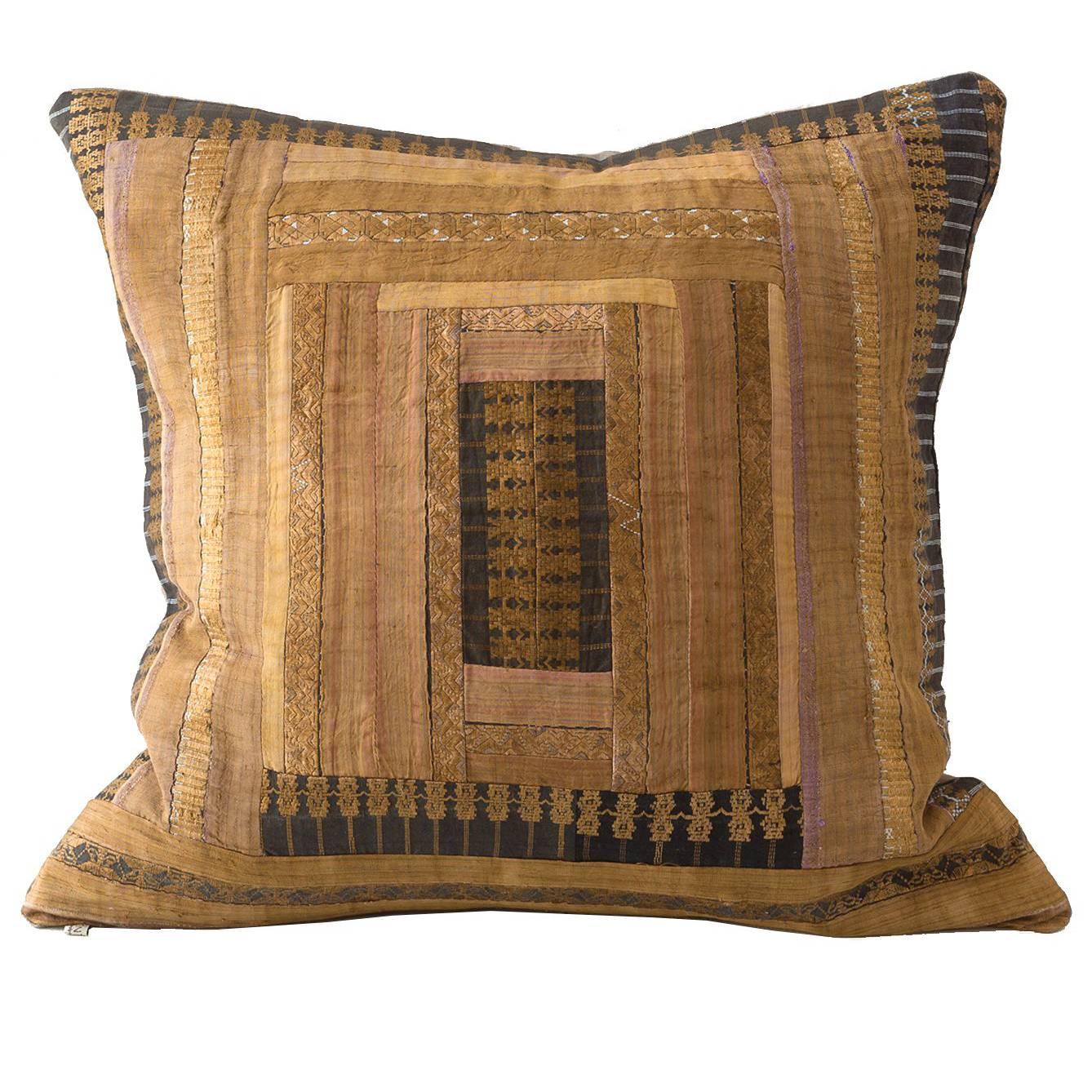 Huang Ping Miao Cushion- Bronze Silk Embroidered 
