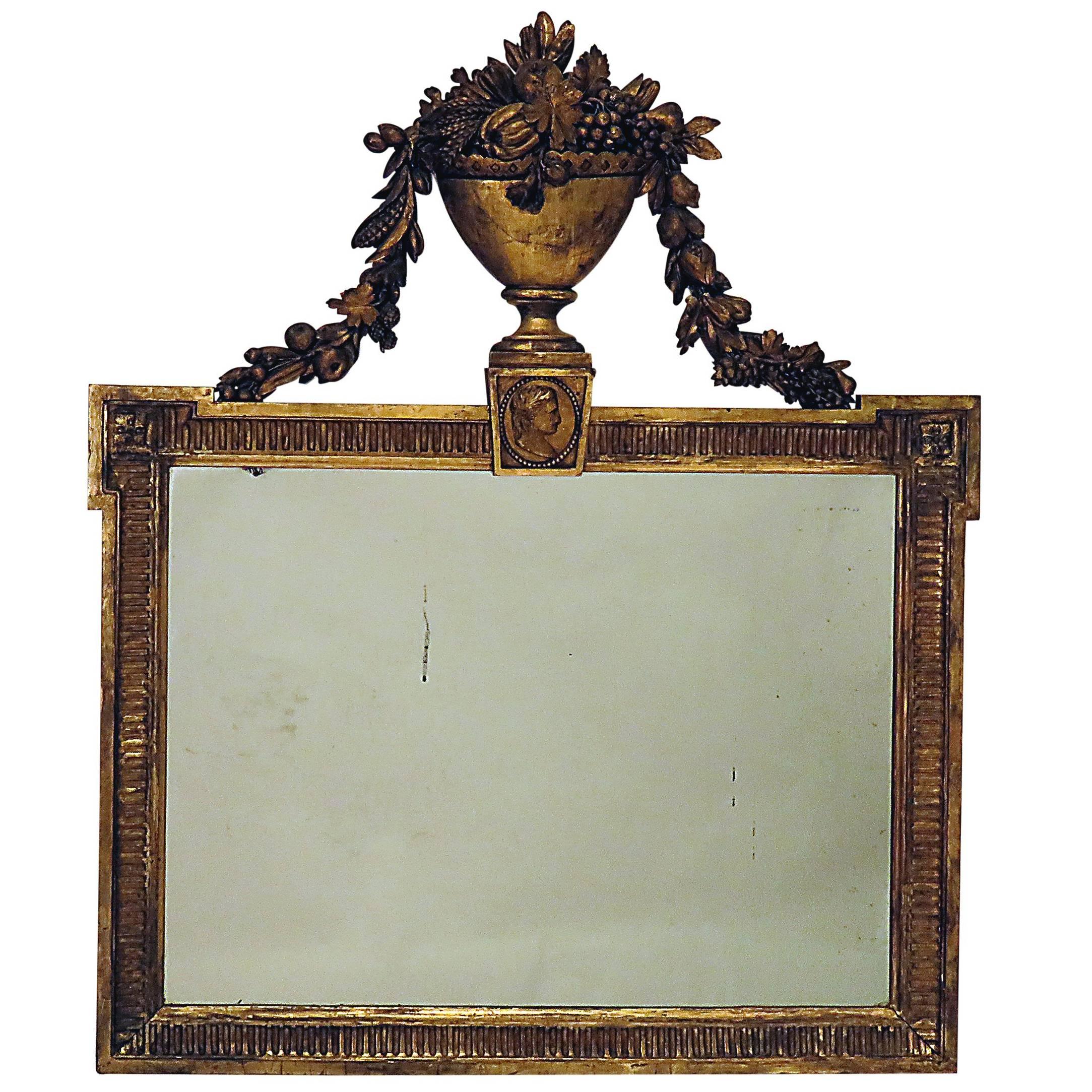 French Giltwood Overmantel Mirror, circa 1820