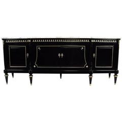 Massive French Louis XVI Style Buffet or Sideboard with Carrara Marble Top