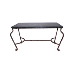 Iron Coffee Table with Green Marble