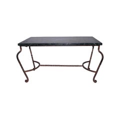Spanish Iron Coffee Table with Green Marble