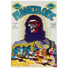 Vintage Planet of the Apes Original Czech Film Poster, Vratislav Hlavatý, 1970