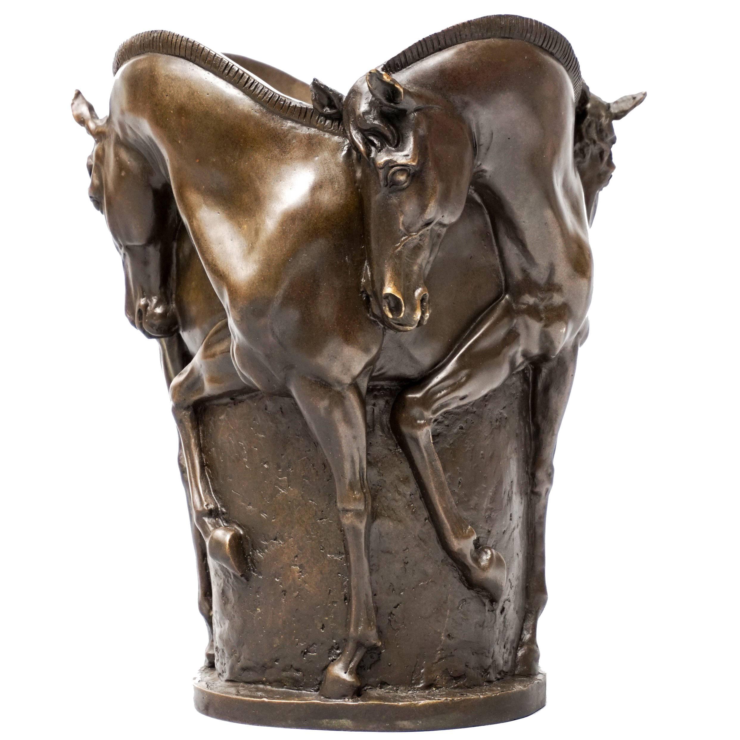 20th Century Bronze Horse Vase or Sculpture