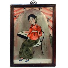 Chinese Reverse Glass Portrait Painting 7