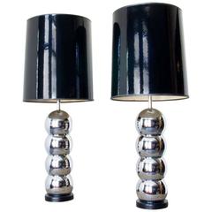 Pair of Mid-Century Modern Chrome Lamps