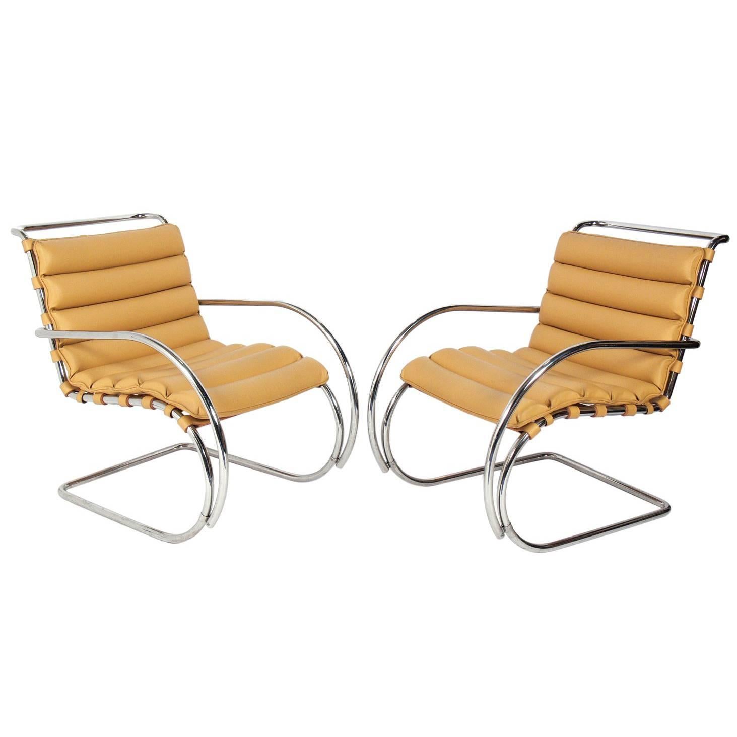 Pair of MR Lounge Chairs by Mies Van Der Rohe for Knoll