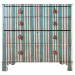 English Painted Stripe Chest of Drawers