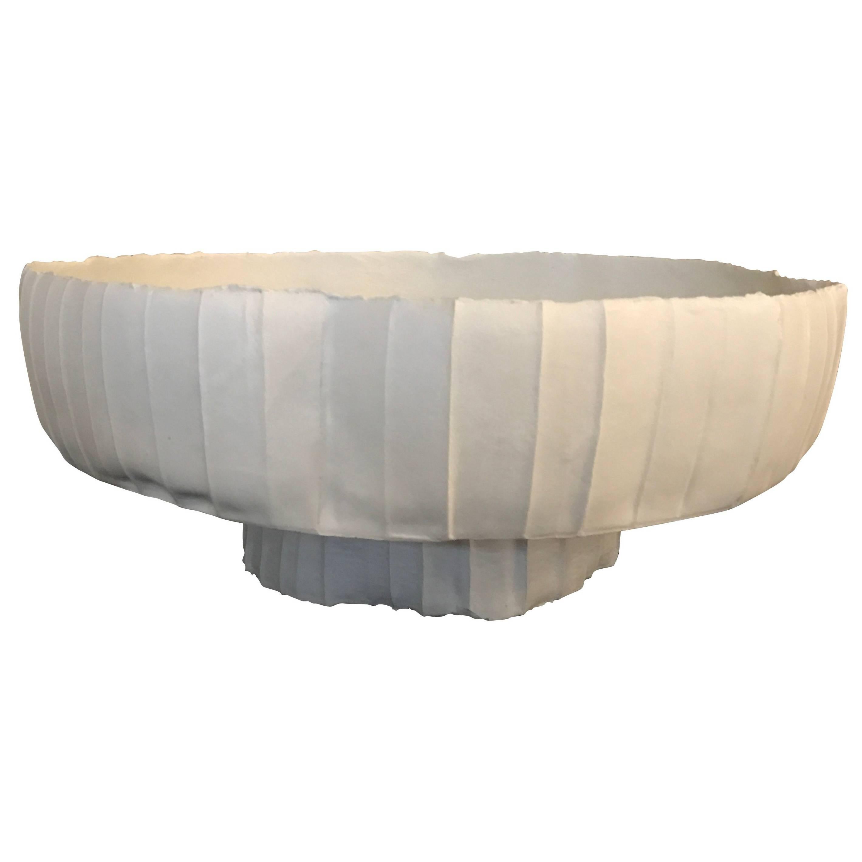 Footed White Ceramic Bowl, Italy, Contemporary