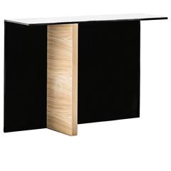 Sophisticated Console Table in Natural Oak Wood and Glass 2