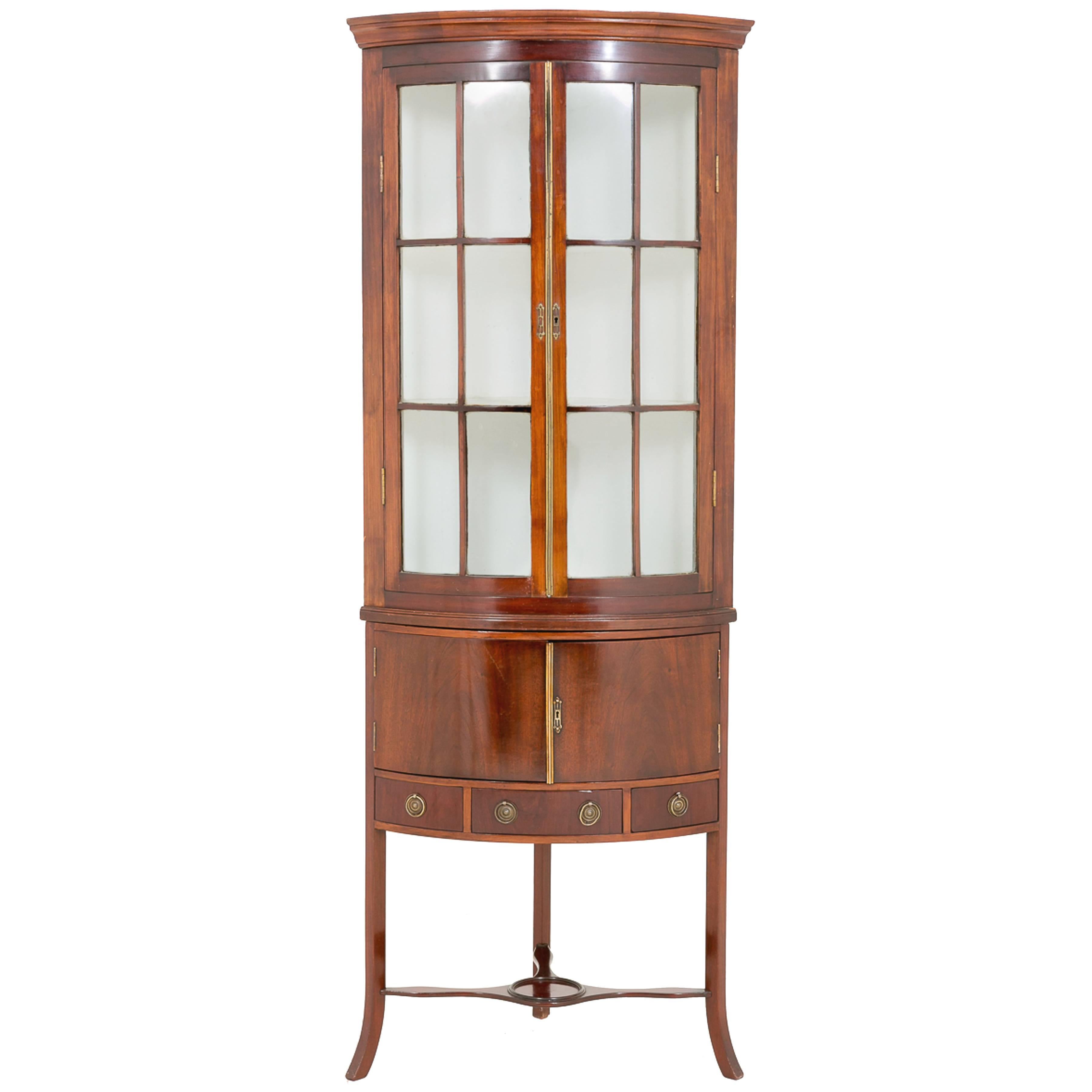 Mahogany Corner Cabinet with Georgian Influences For Sale