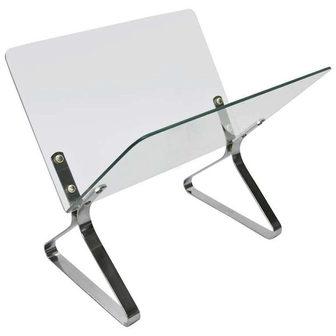 Milo Baughman Style Chrome and Glass Magazine Holder For Sale at ...