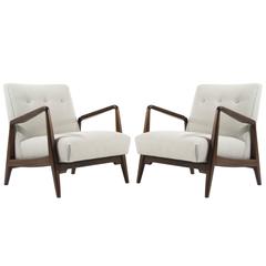 Jens Risom Walnut Lounge Chairs 2