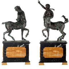Set of two Striking Centaurs Statues on Pedestals