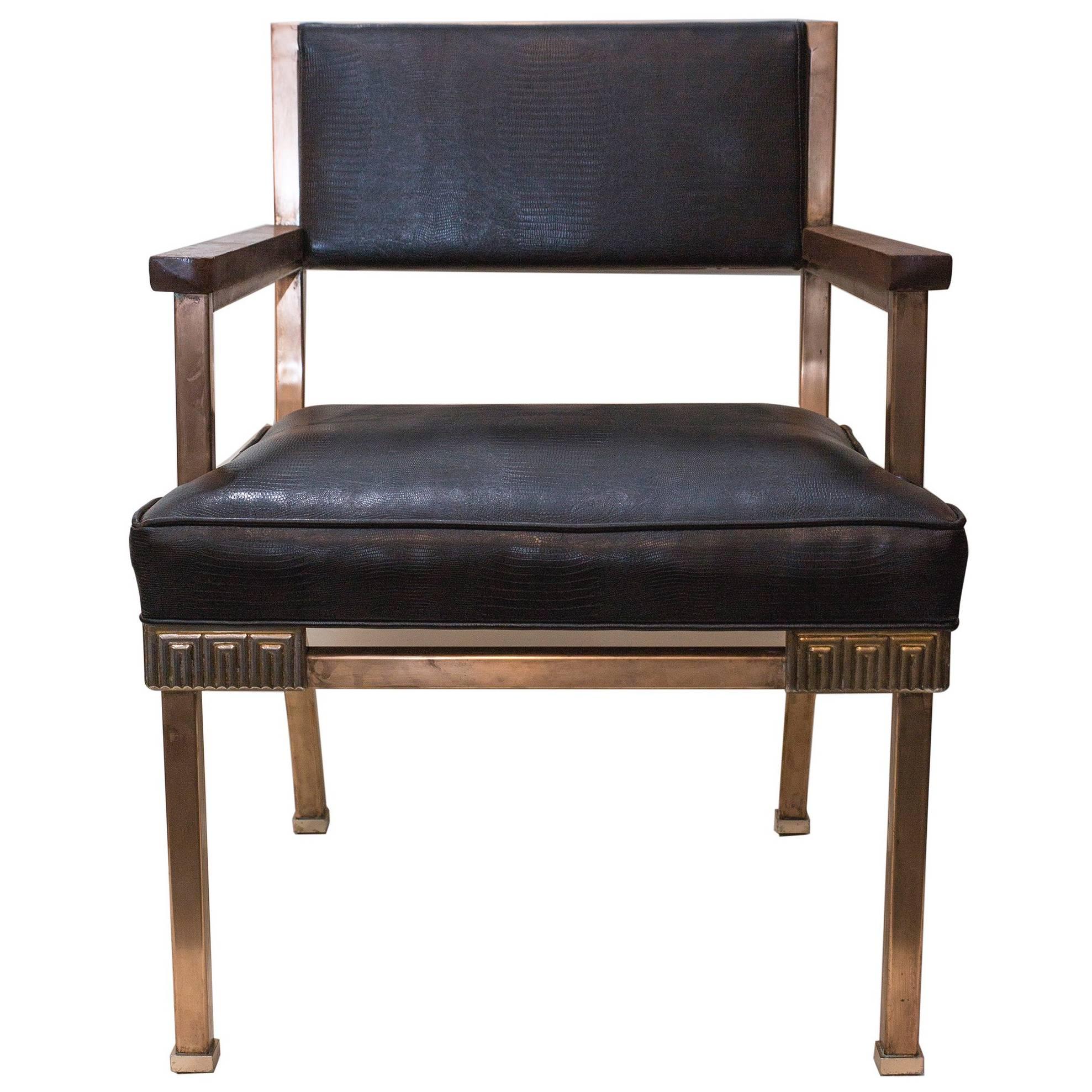 MidCentury Leather and Brass Dining Chairs For Sale at 1stDibs