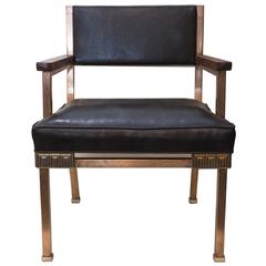 Mid-Century Leather and Brass Dining Chairs