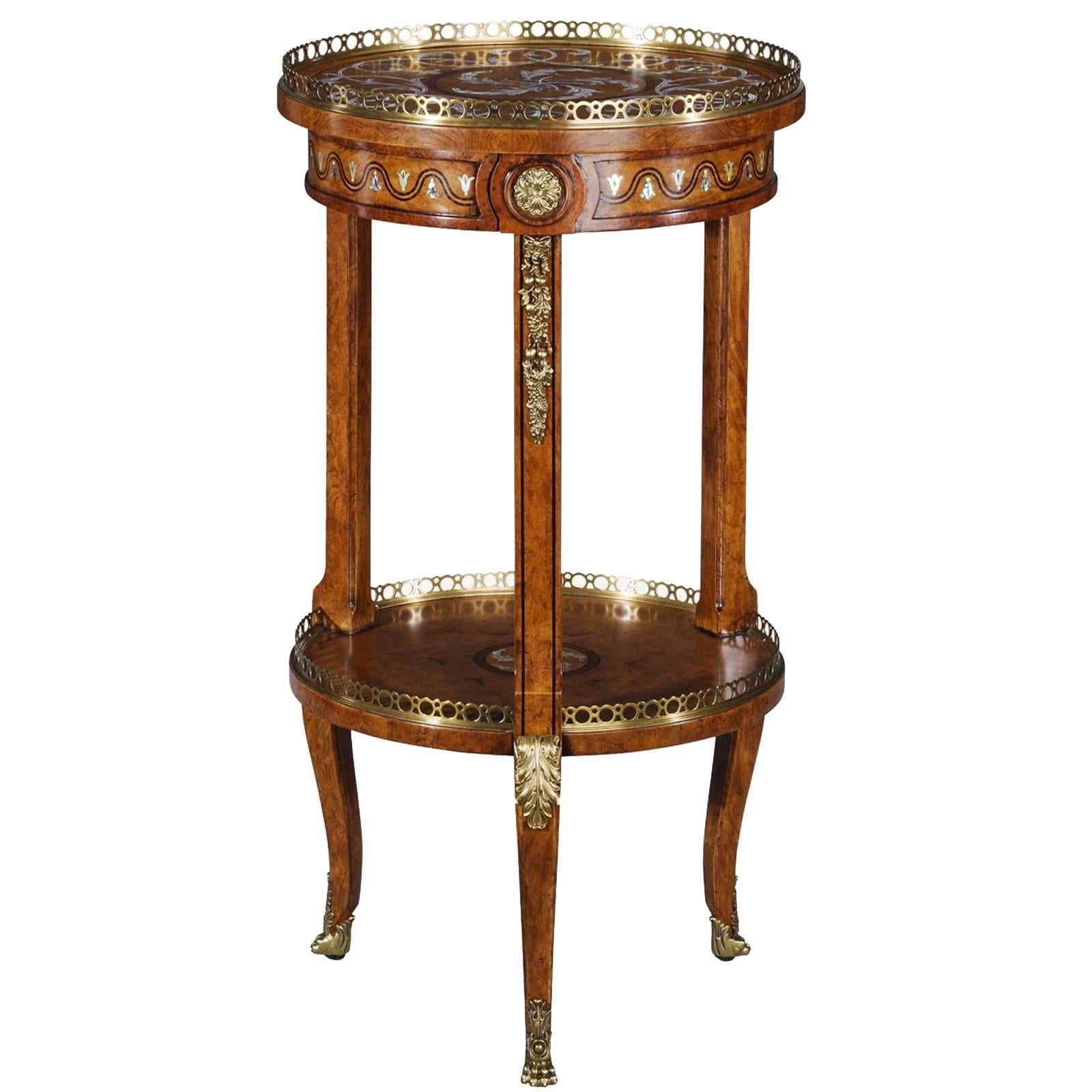 Burl and Mother-of-Pearl Inlaid Lamp Table For Sale