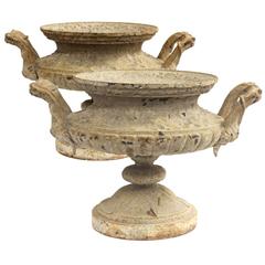Pair of Cast Iron Urns 6