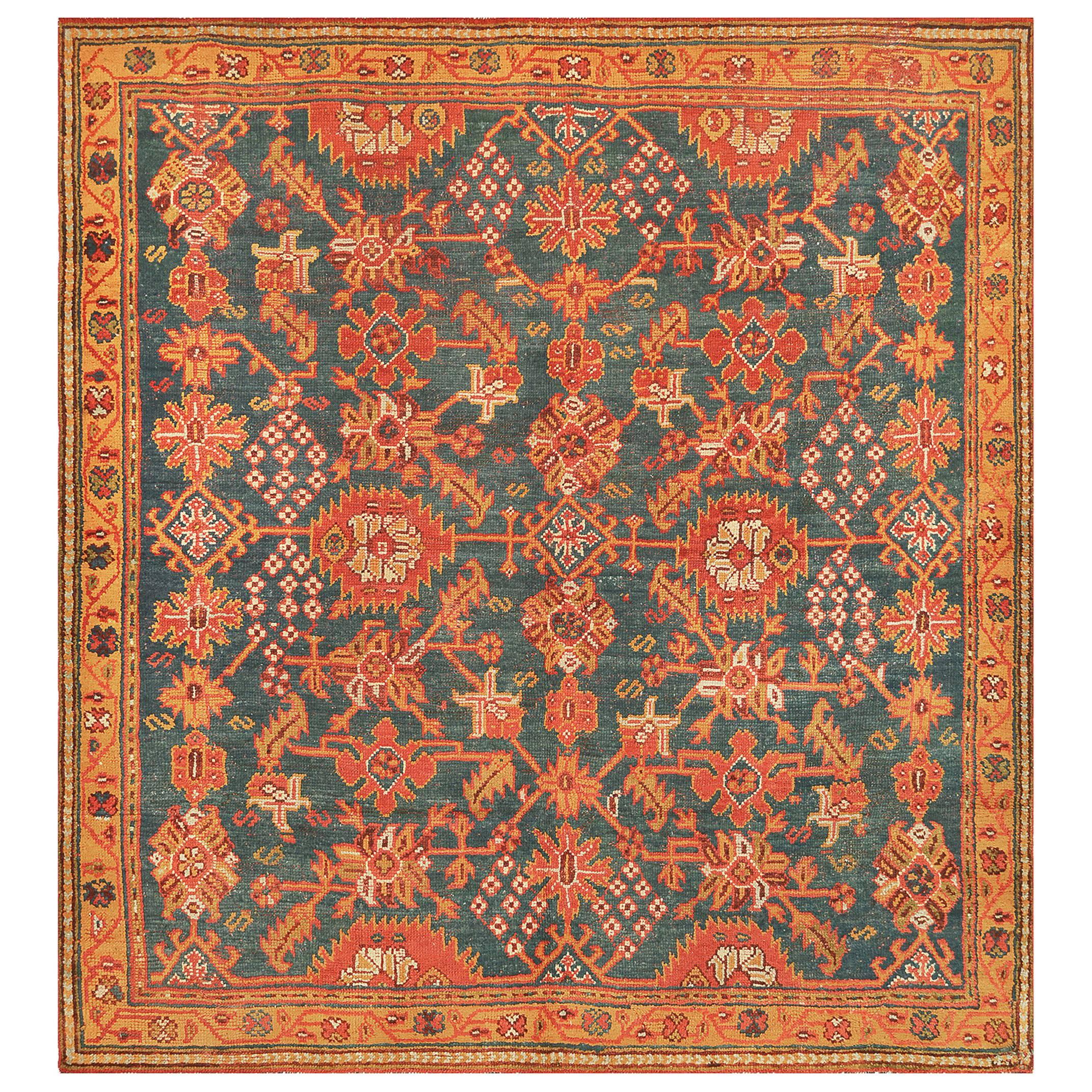 Hand-Woven Early 20th Century Wool Oushak Rug from West Anatolia