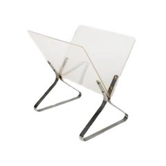 Lucite and Chrome Magazine Stand