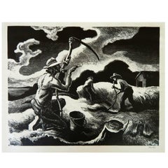 Lithographie "Inselheu" von Thomas Hart Benton:: Martha's Vineyard