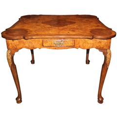 Remarkable 18th Century English Burl Walnut Games Table
