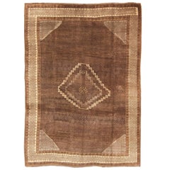 Vintage Turkish Kars Rug with a Modern Design in Shades of Brown and Ivory