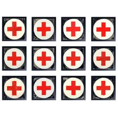 painting on red cross Group of 12 Original Red Cross Paintings, Very Graphic Appeal
