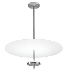 Mid-Century Modern Style Round Flat Glass Pendant Light, Satin Aluminium